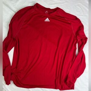 Adidas Sweater Mens L Red Climate Proof Crew Neck Long Sleeve Pullover A031024